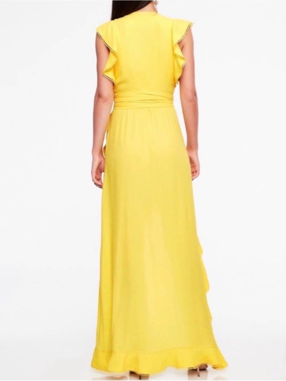 AFRM YELLOW HIGH- LOW WRAP DRESS - Picture 2 of 3